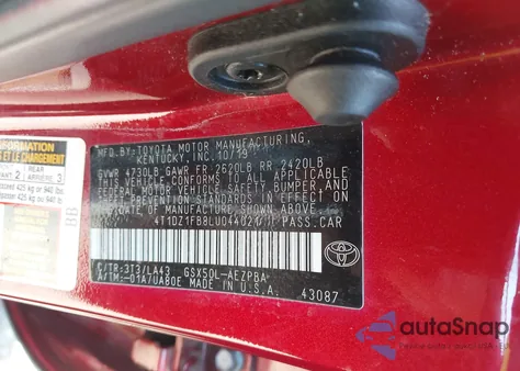 2020 Toyota Avalon Limited from USA, damaged, VIN 4T1DZ1FB8LU044021